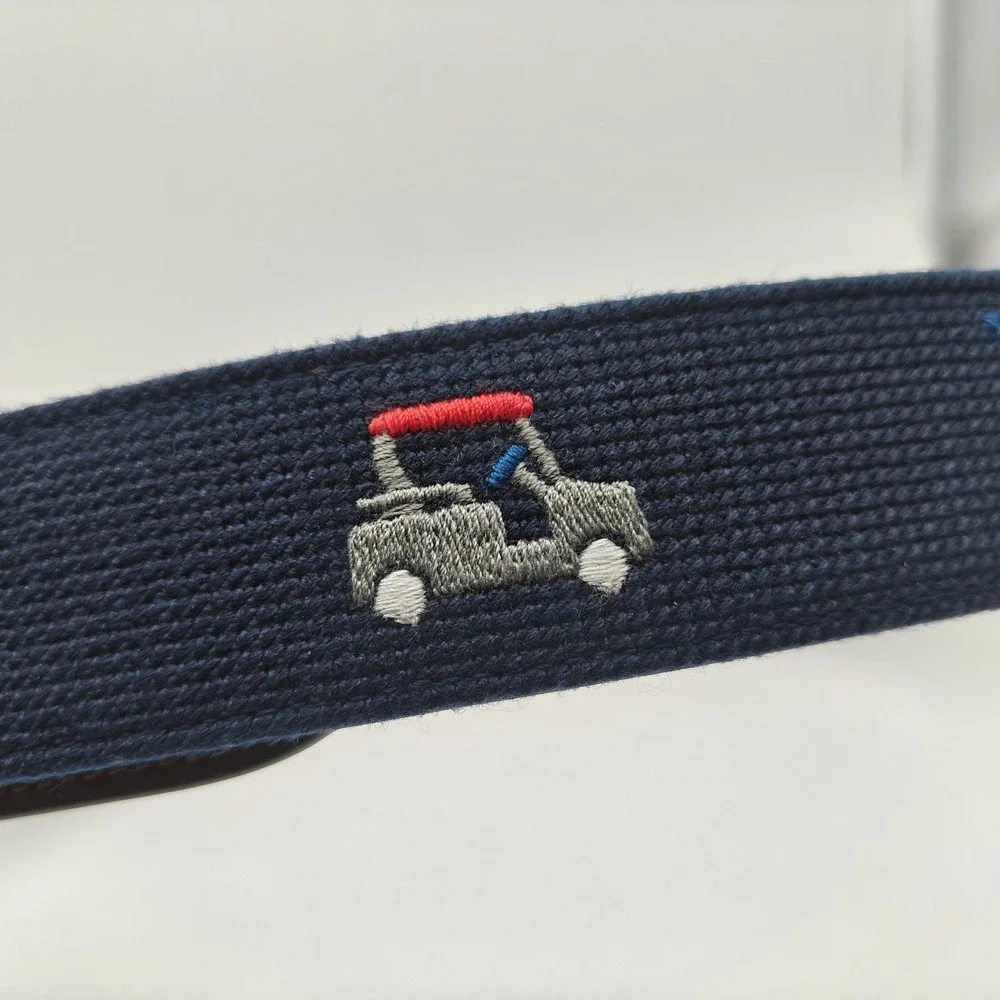 Original Penguin Men's Golf Needlepoint Belt Size 40 Navy Golf Cart Clubs NWT